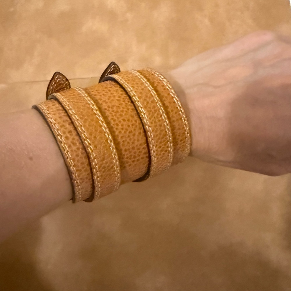 a. testoni Tan Leather Bracelet